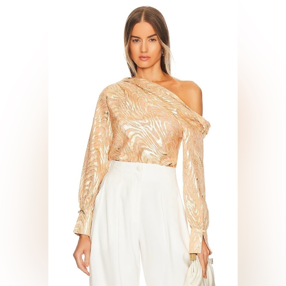 Jonathan Simkhai | Alice Moire abstract-print blouse One Shoulder Top Size XS - Picture 2 of 7
